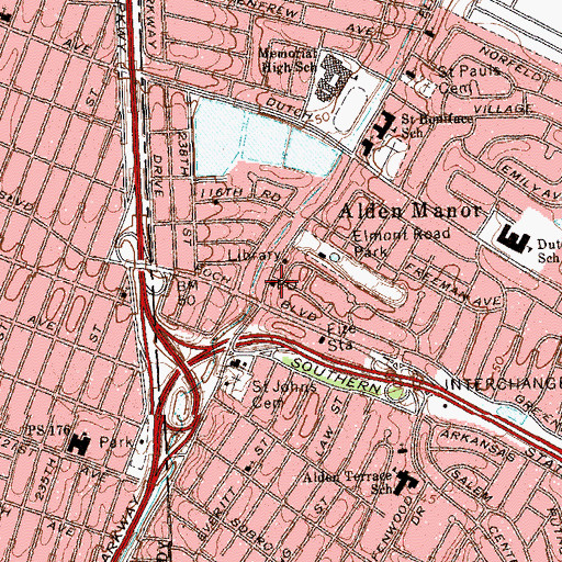 Topographic Map of Alden Manor Branch Elmont Post Office, NY