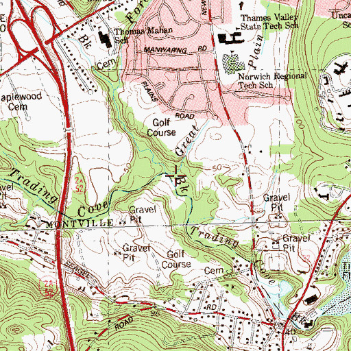 Topographic Map of Great Plain Brook, CT