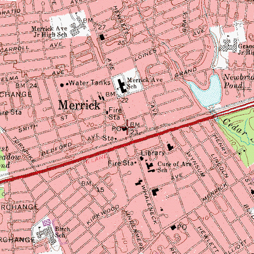 Topographic Map of Bank Plaza Post Office, NY