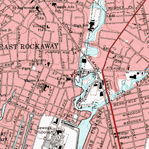 Topographic Map of East Rockaway Post Office, NY