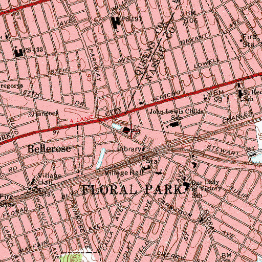 Topographic Map of Floral Park Post Office, NY