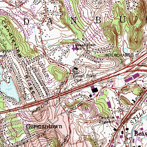 Topographic Map of Great Plain Cemetery, CT