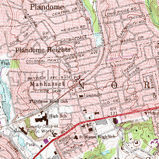 Topographic Map of Manhasset Post Office, NY