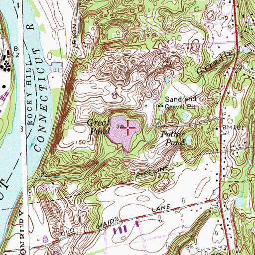 Topographic Map of Great Pond, CT