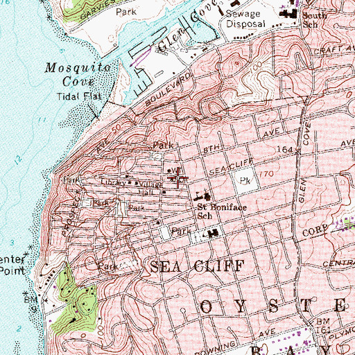 Topographic Map of Sea Cliff Post Office, NY
