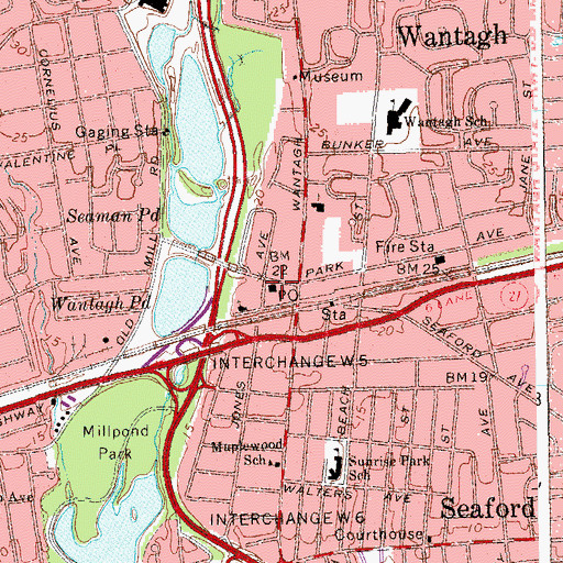 Topographic Map of Wantagh Post Office, NY