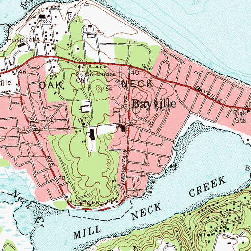 Topographic Map of Bayville Elementary School, NY