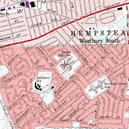 Topographic Map of Clarke Middle School, NY