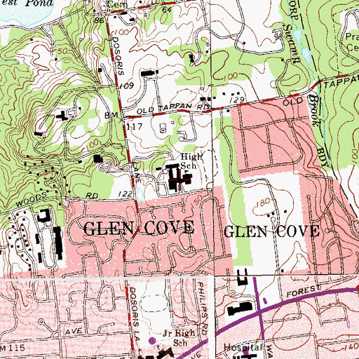 Topographic Map of Glen Cove High School, NY