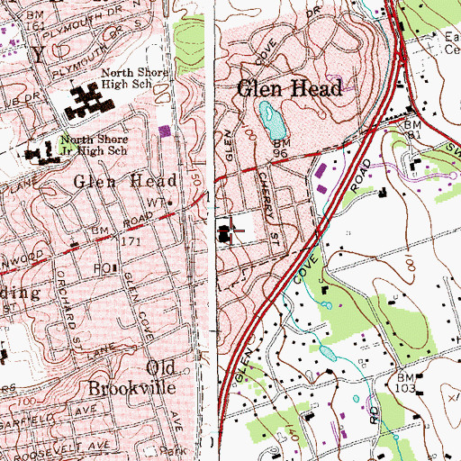 Topographic Map of Glen Head Elementary School, NY