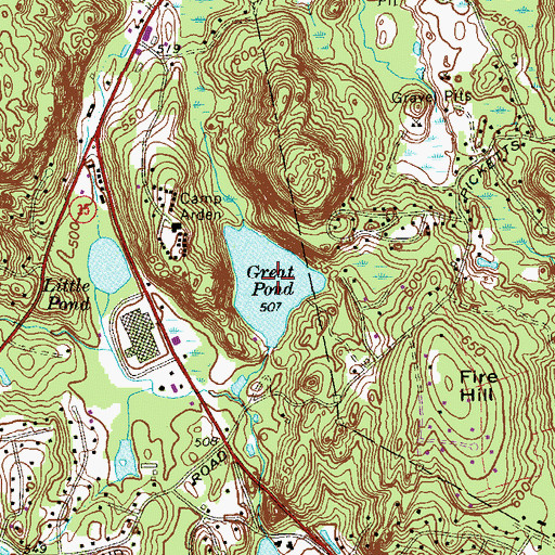 Topographic Map of Great Pond, CT
