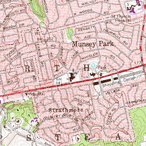 Topographic Map of Munsey Park Elementary School, NY