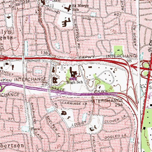 Topographic Map of Roslyn Middle School, NY