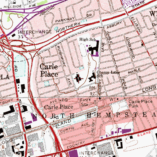Topographic Map of Rushmore Avenue Elementary School, NY