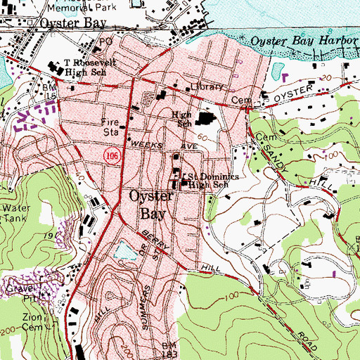 Topographic Map of Saint Dominic Elementary School, NY