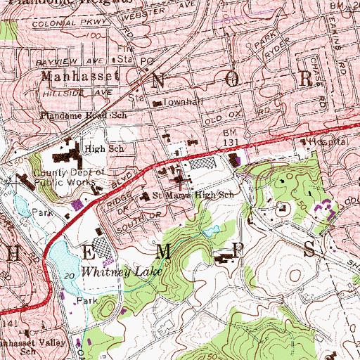 Topographic Map of Saint Mary's Elementary School, NY