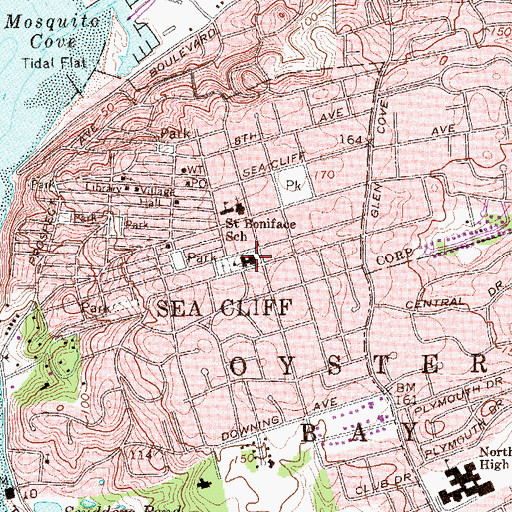 Topographic Map of Sea Cliff Elementary School, NY