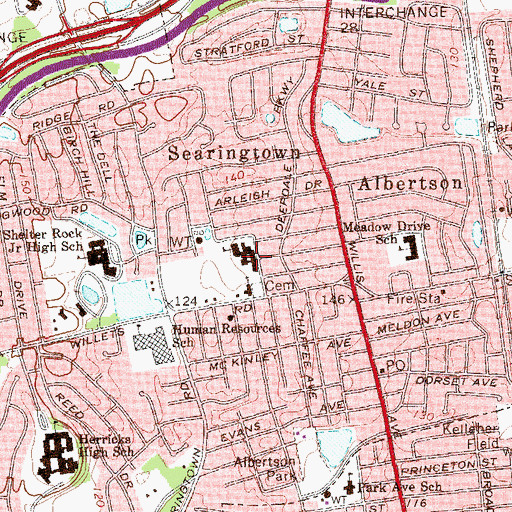 Topographic Map of Searingtown School, NY