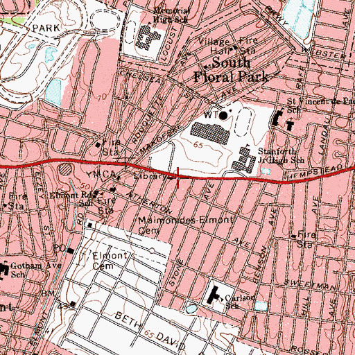 Topographic Map of Elmont Public Library, NY