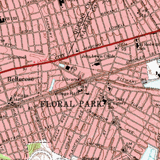 Topographic Map of Floral Park Public Library, NY