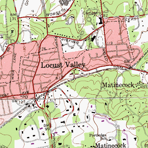Topographic Map of Locust Valley Library, NY