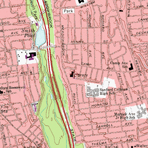 Topographic Map of North Merrick Public Library, NY