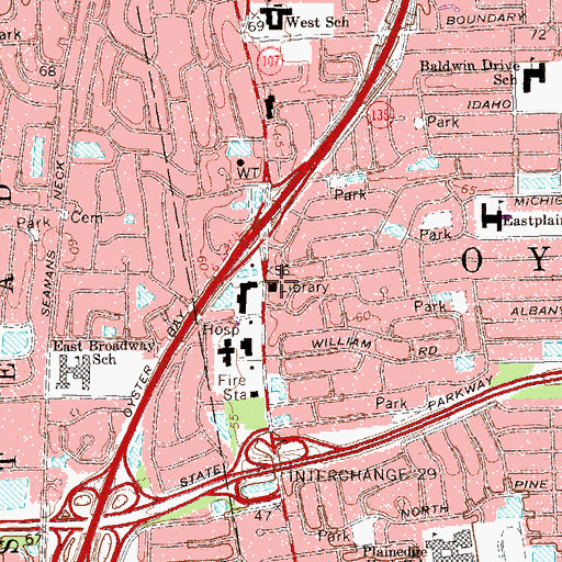 Topographic Map of Plainedge Public Library, NY