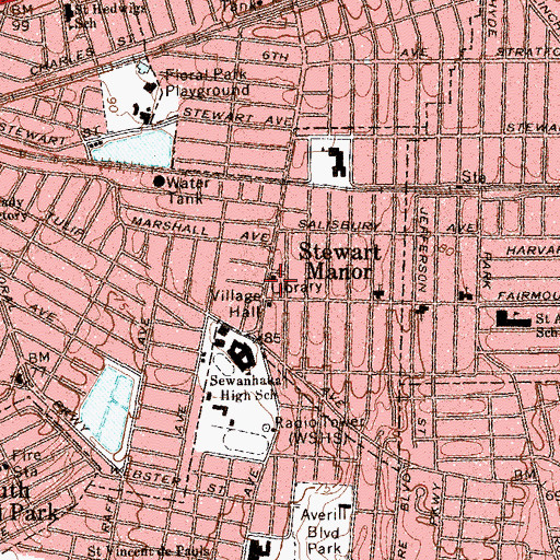 Topographic Map of Stewart Manor Branch Elmont Public Library, NY