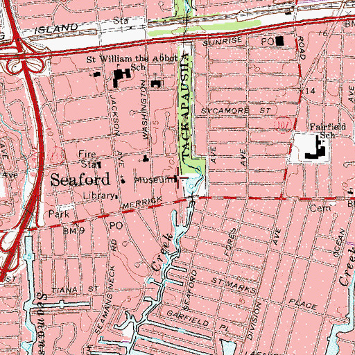 Topographic Map of Tackapausha Museum Library, NY