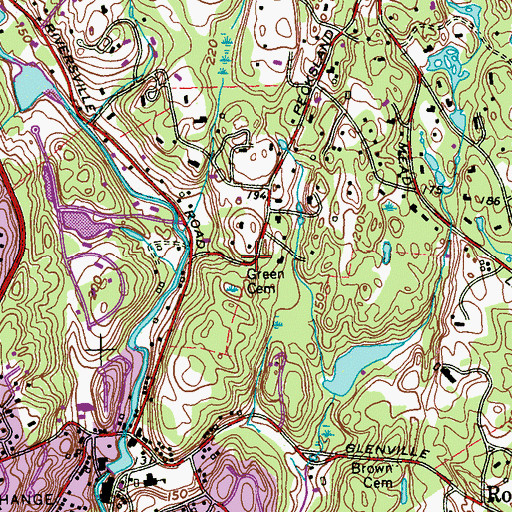 Topographic Map of Green Cemetery, CT