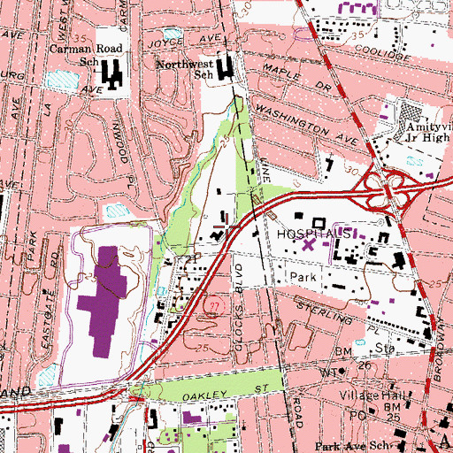 Topographic Map of Griffing Hall, NY