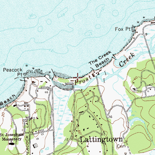 Topographic Map of Meudon Beach, NY