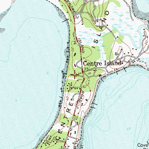 Topographic Map of Centre Island Police Station, NY