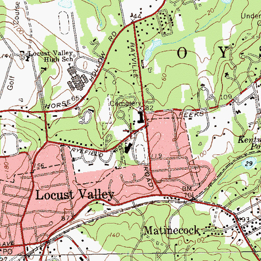 Topographic Map of Reformed Church of Locust Valley, NY