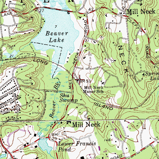 Topographic Map of Mill Neck Station, NY