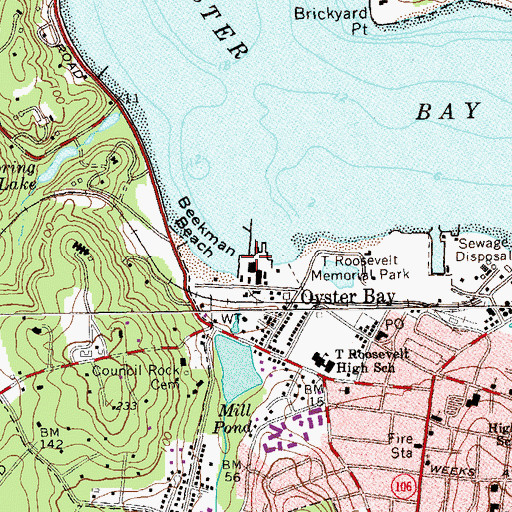 Topographic Map of Oyster Bay Yacht Club, NY