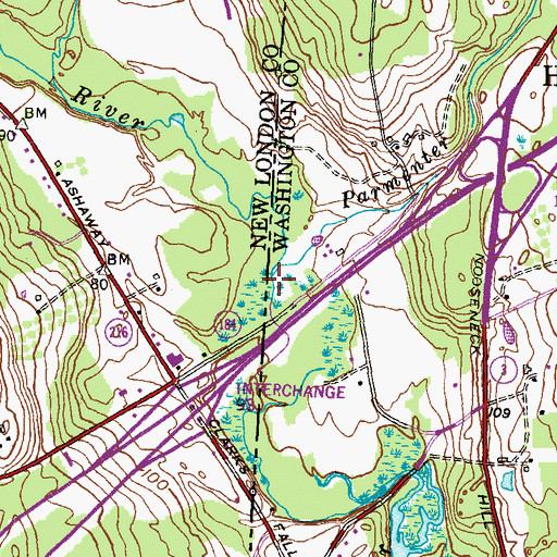 Topographic Map of Green Fall River, CT