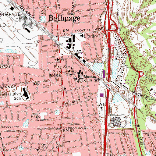 Topographic Map of Bethpage United Methodist Church, NY