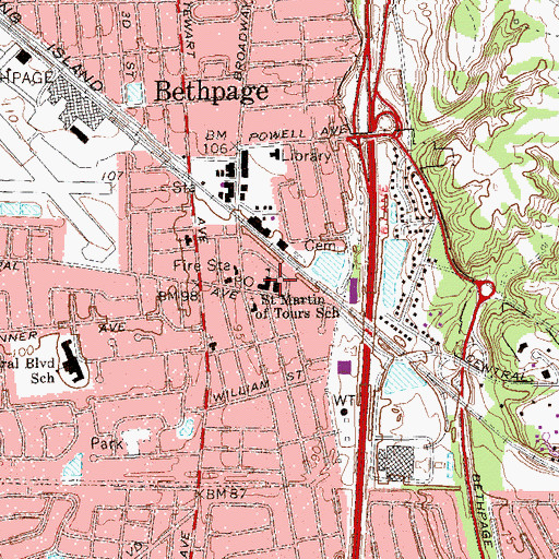 Topographic Map of Saint Martin of Tours Church, NY