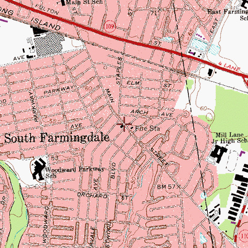 Topographic Map of Farmingdale Assembly of God Church, NY