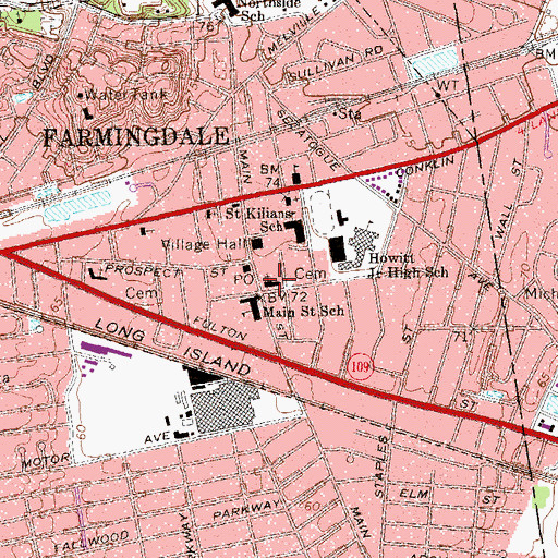 Topographic Map of Farmingdale United Methodist Church, NY