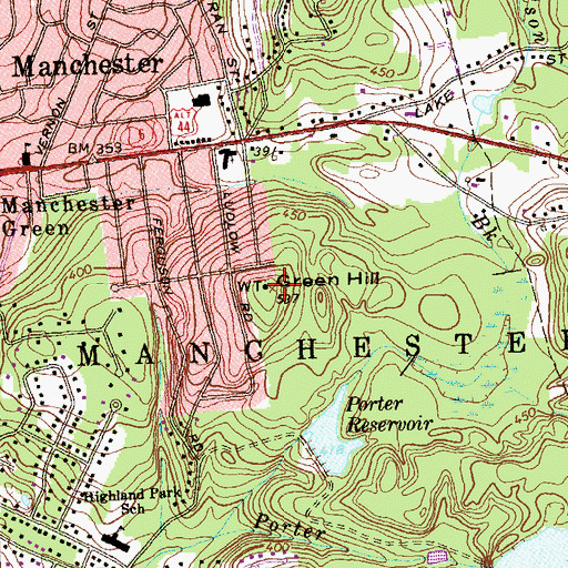 Topographic Map of Green Hill, CT