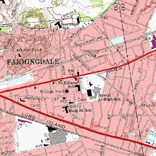 Topographic Map of Saint Kilian Roman Catholic Church, NY