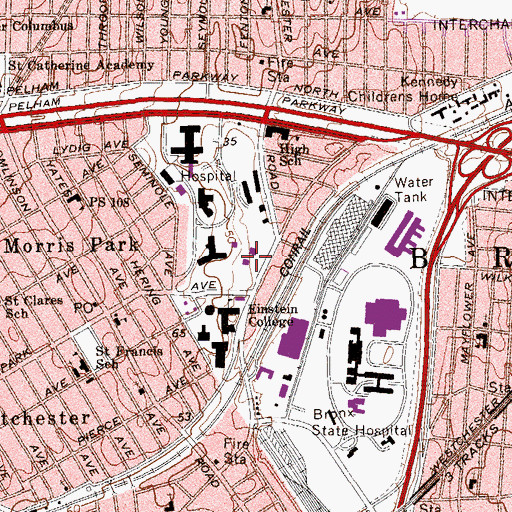 Topographic Map of Eastchester Road Residence Complex, NY