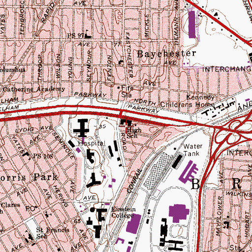 Topographic Map of Rhinelander Hall Residence Complex, NY