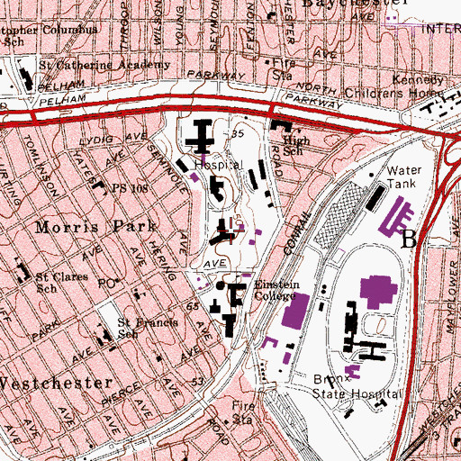 Topographic Map of Jacobi Ambulatory Care Pavillion, NY