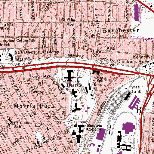 Topographic Map of Jacobi Medical Center, NY
