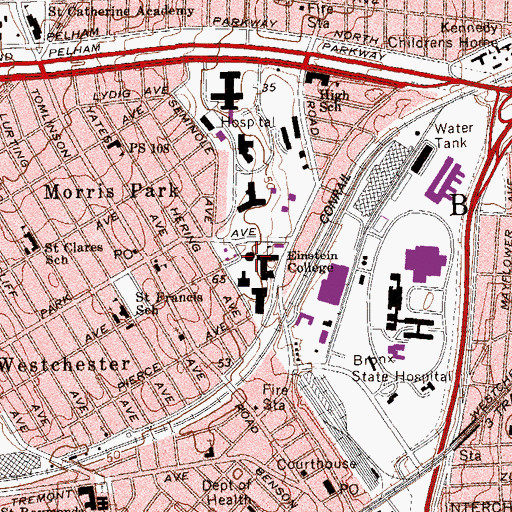 Topographic Map of Ullmann Research Center For Health Sciences, NY