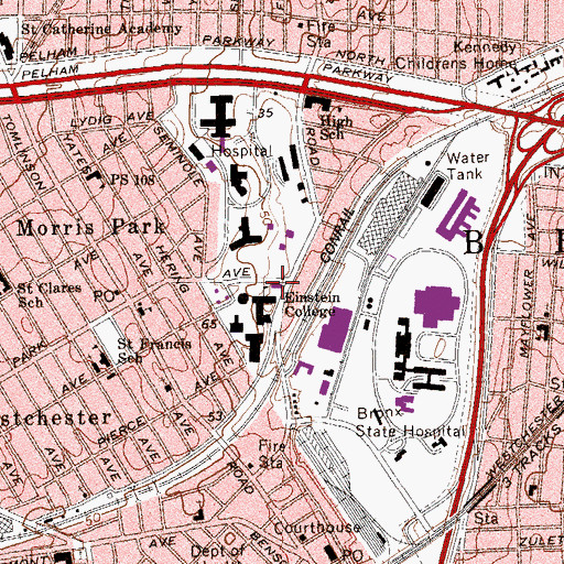 Topographic Map of Belfer Educational Center for Health Sciences, NY