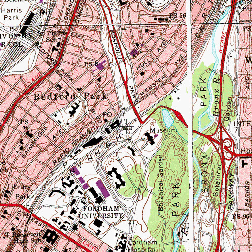 Topographic Map of Botanical Garden Station, NY